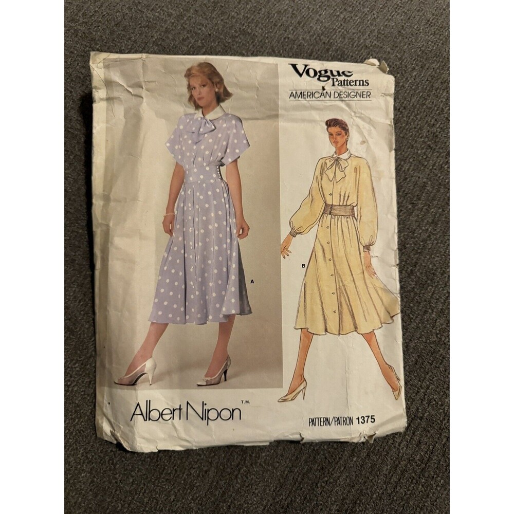 Vogue 1375 Albert Nipon Sewing Pattern Crafts Size 10 Dress